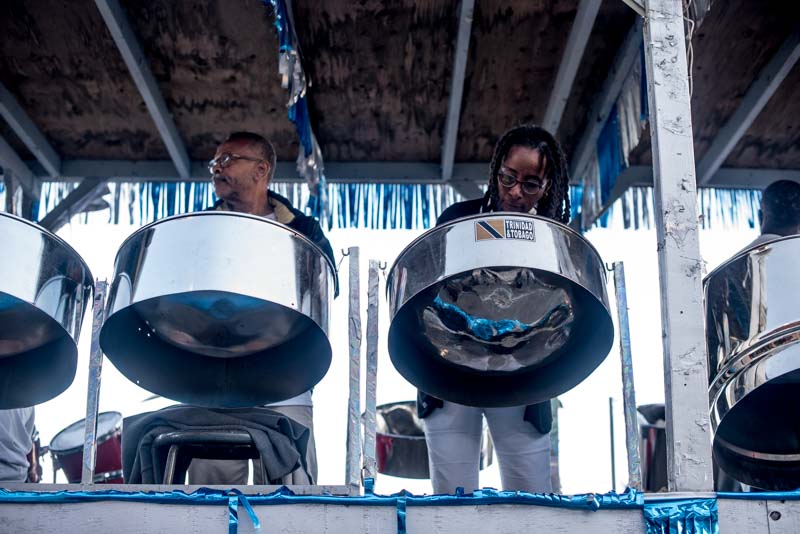once, i saw a lady playing steel drums